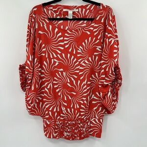 Diane von Furstenberg modern vintage retro patterned pullover silk blouse